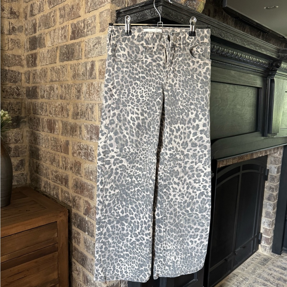 Abercrombie kids Leopard Print Wide Leg Pants 7/8 long